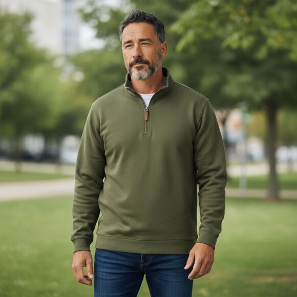 Lands End Green Long Sleeve 1/4 Zip Sweatshirt  Top XXL - Picture 1 of 7